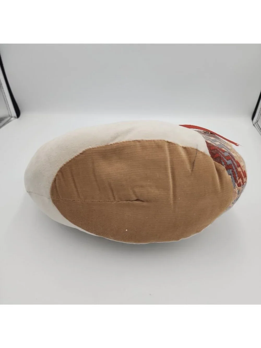 Vintage Mallard Duck Throw Pillow Plush Wool Tweed Calico Weighted Blue, Rust